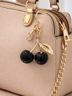 Chocolate and Gold Cherry bag Charm